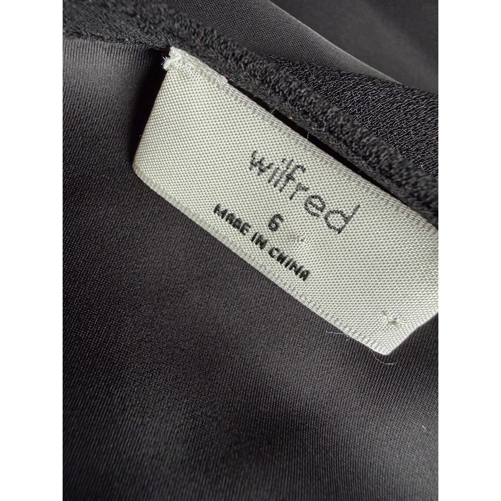 Aritzia Wilfred Cursive Dress Black Size 6 Long Sleeve V Neck Slit Midi - Picture 12 of 12